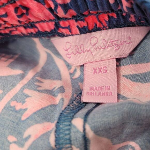 Lilly Pulitizer Shorts Pink Bird Island Hawaiian Elastic Size XXS Mid Rise - Picture 6 of 6